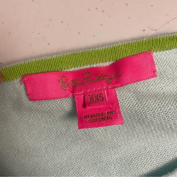 Lilly Pulitzer mint green pineapple sequin embellished sweater top size XXS - Picture 5 of 10